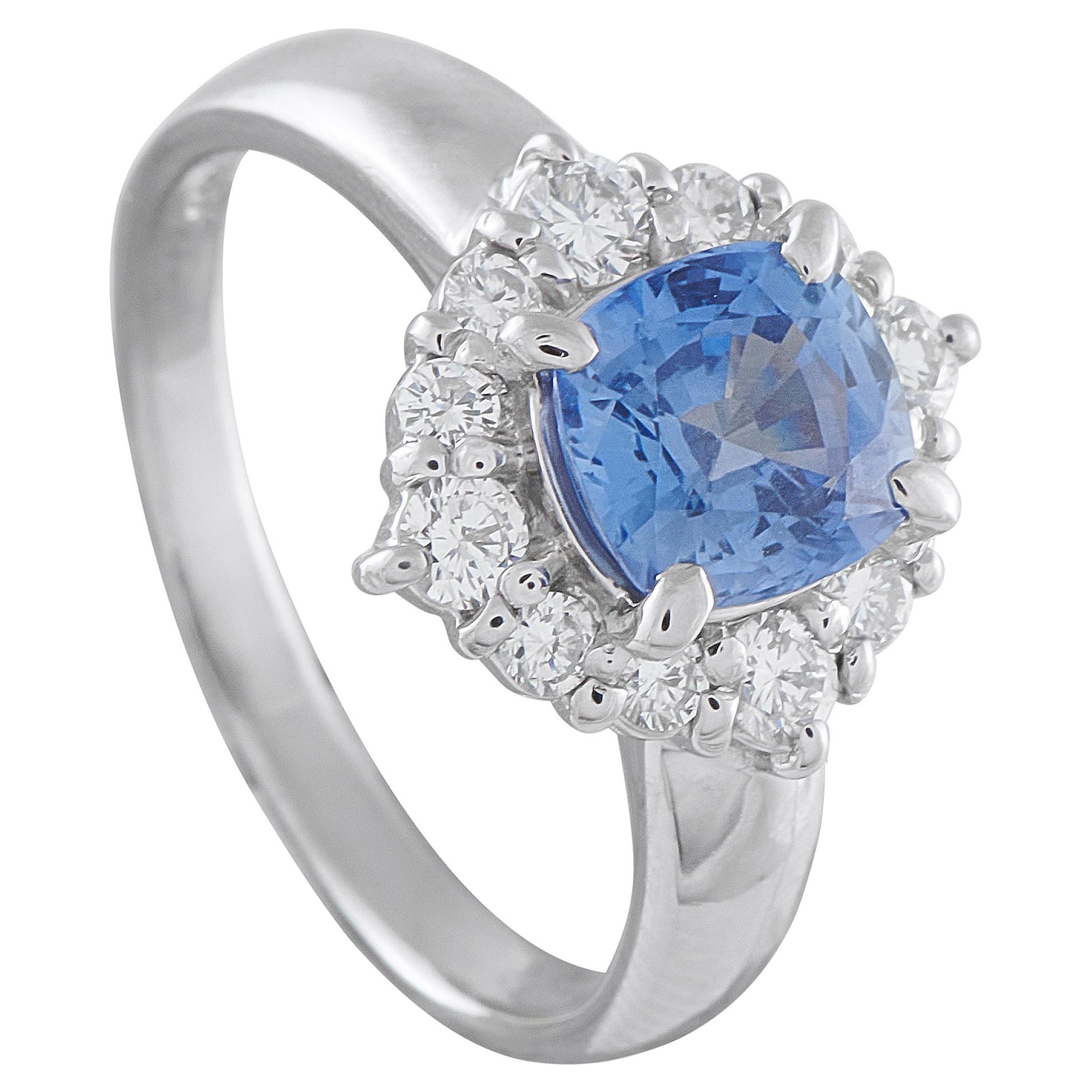 Platin 0,43ct Diamant und Saphir Ring MF16-121625