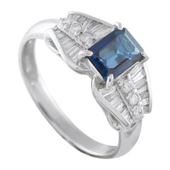 Platinum 0.43ct Diamond and Sapphire Ring MF22-110525