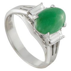 Platinum 0.44ct Diamond and Jade Ring MF20-101725