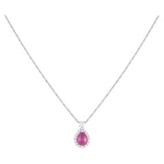 Platinum 0.44ct Diamond and Ruby Pendant Necklace