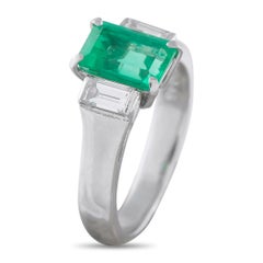 Platinum 0.46ct Diamond and Emerald Ring MF17-041026