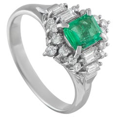 Platinum 0.46ct Diamond and Emerald Ring MF33-101625