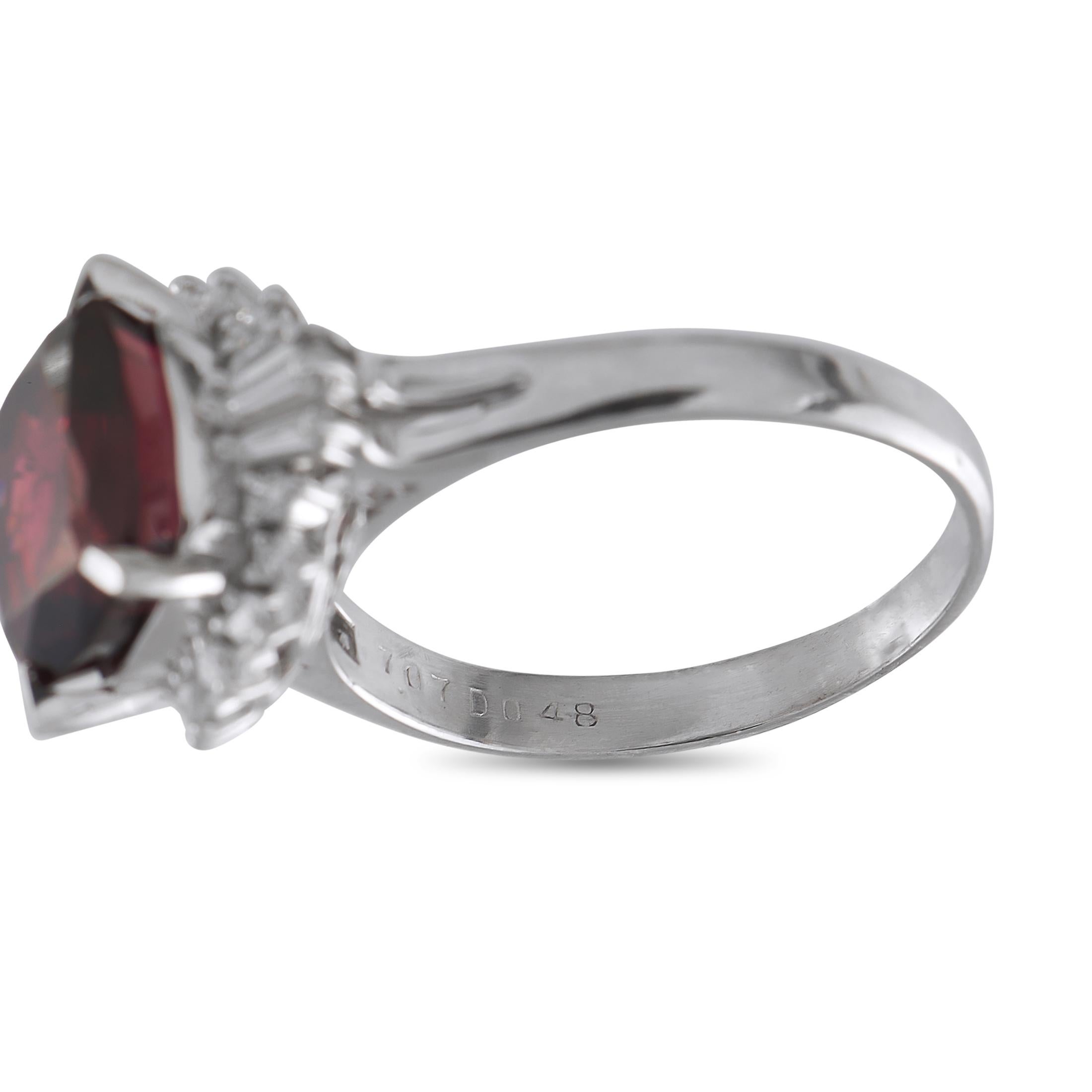 Platin 0,48ct Diamant und Granat Ring Damen
