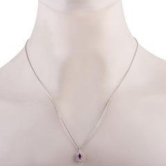 Platinum 0.48ct Diamond and Ruby Pendant Necklace MF27-031626
