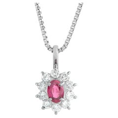 Platinum 0.48ct Diamond and Ruby Pendant Necklace MF27-031626
