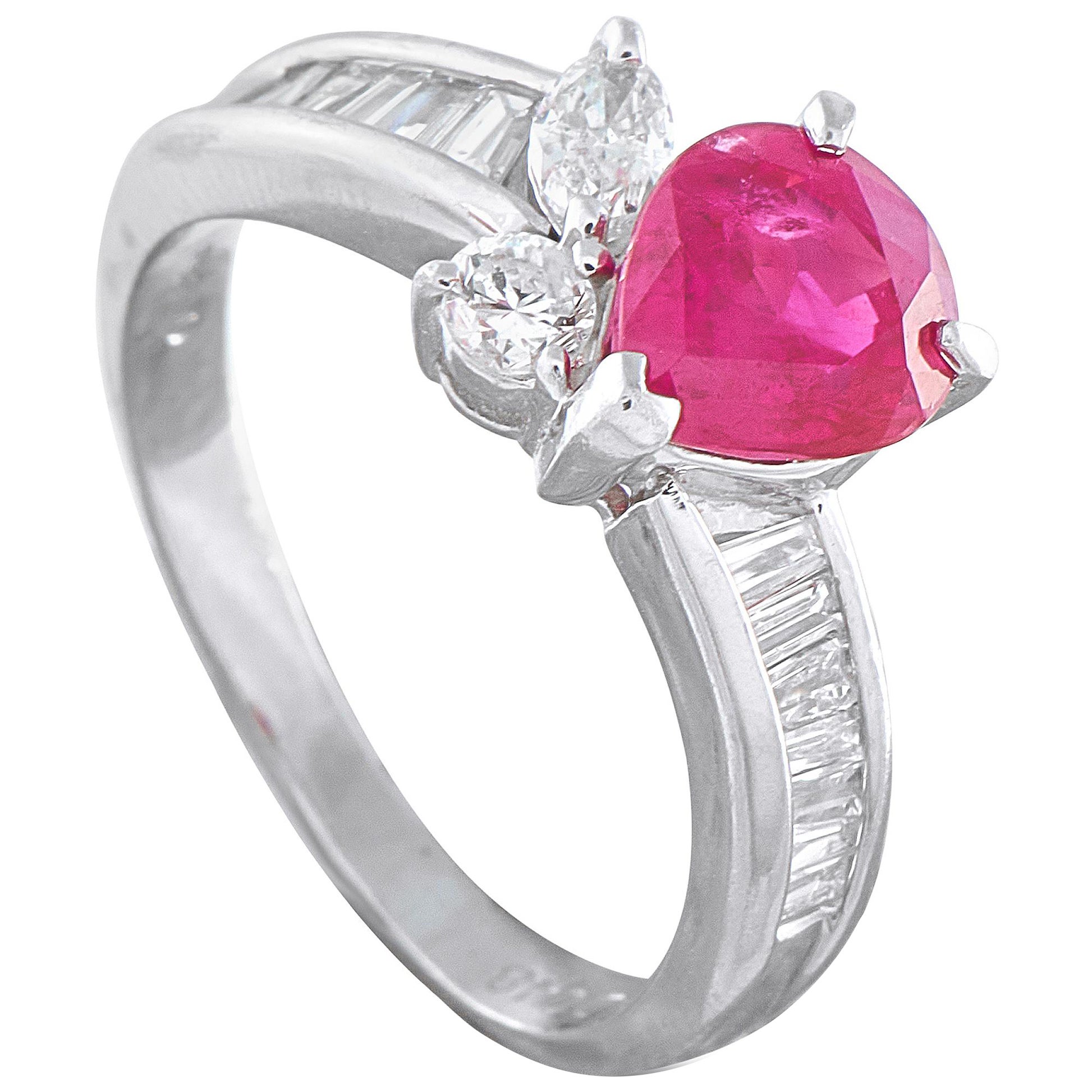 Platinum 0.48ct Diamond and Ruby Ring #5315