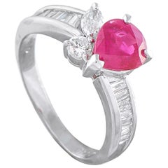 Platinum 0.48ct Diamond and Ruby Ring #5315