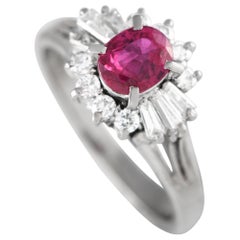 Platinum 0.48ct Diamond and Ruby Ring