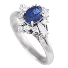 Platinum 0.48ct Diamond and Sapphire Ring