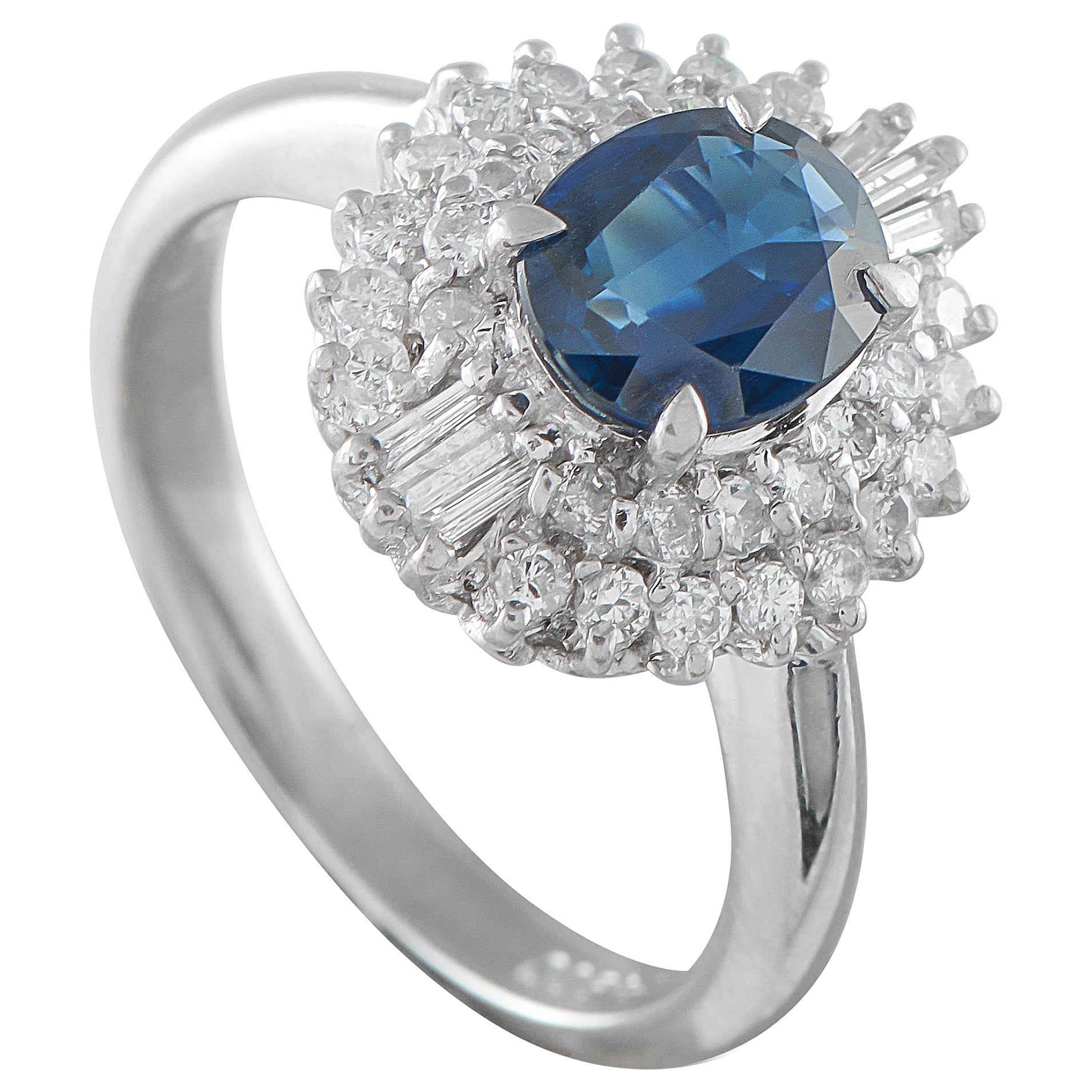 Platin 0,48ct Diamant und Saphir Ring MF13-110625