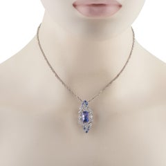 Platinum 0.48ct Diamond and Tanzanite Pendant Necklace MF03-110425