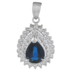 Pendentif en platine avec diamant et saphir de 0,49ct MF18-122325