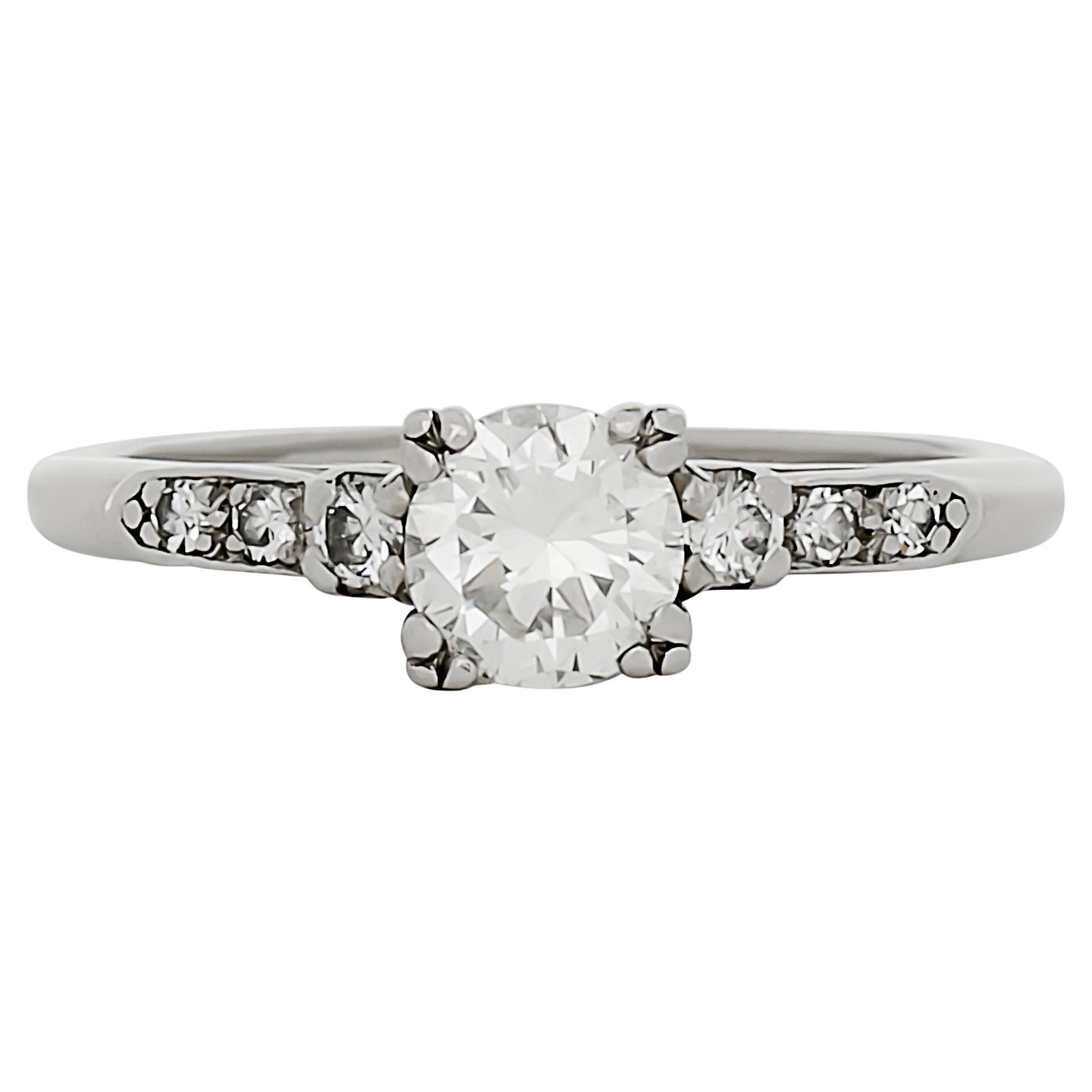 Platinum 0.50 carat Diamond Vintage Estate Engagement Ring