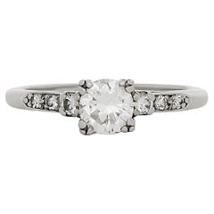 Platin 0,50 Karat Diamant Vintage Verlobungsring aus Platin mit Nachlass
