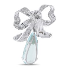 Platinum 0.50ct Diamond and Aquamarine Bow Earrings MF13-012826