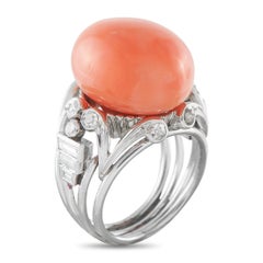 Platinum 0.50ct Diamond and Coral Ring MF21-050626