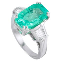 Platinum 0.50ct Diamond and Emerald Ring MF20-051326