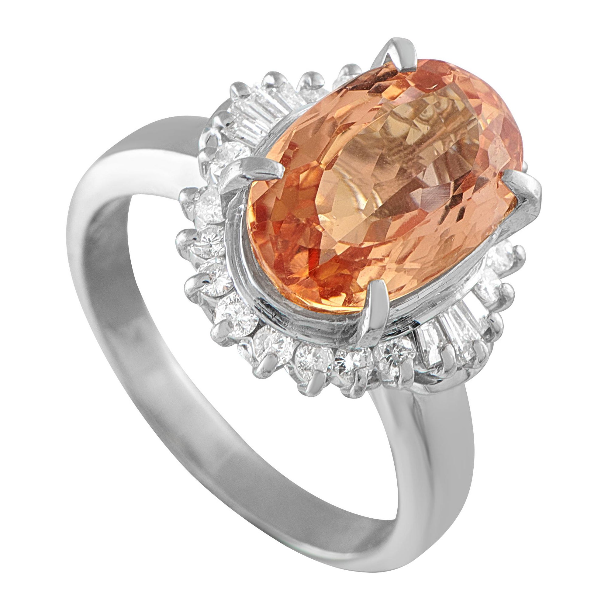 Platinum 0.50ct Diamond and Imperial Topaz Ring #5277