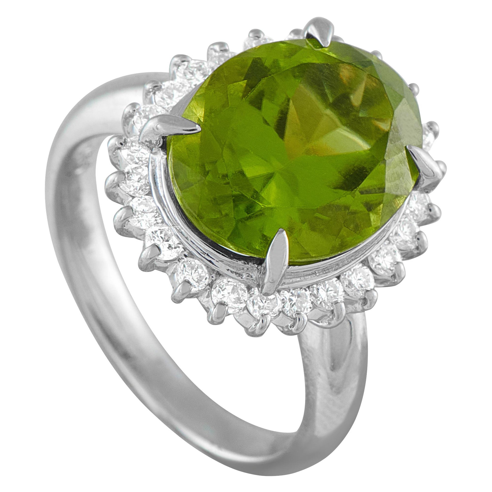 Platinum 0.50ct Diamond and Peridot Ring MF57-101625