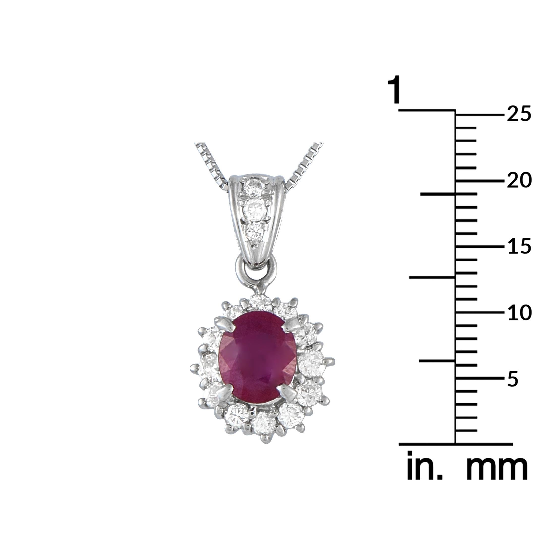 Collar Colgante de Platino 0,50ct Diamante y Rubí en Excelente Estado en Southampton, PA