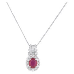 Platinum 0.50ct Diamond and Ruby Pendant Necklace MF53-101525