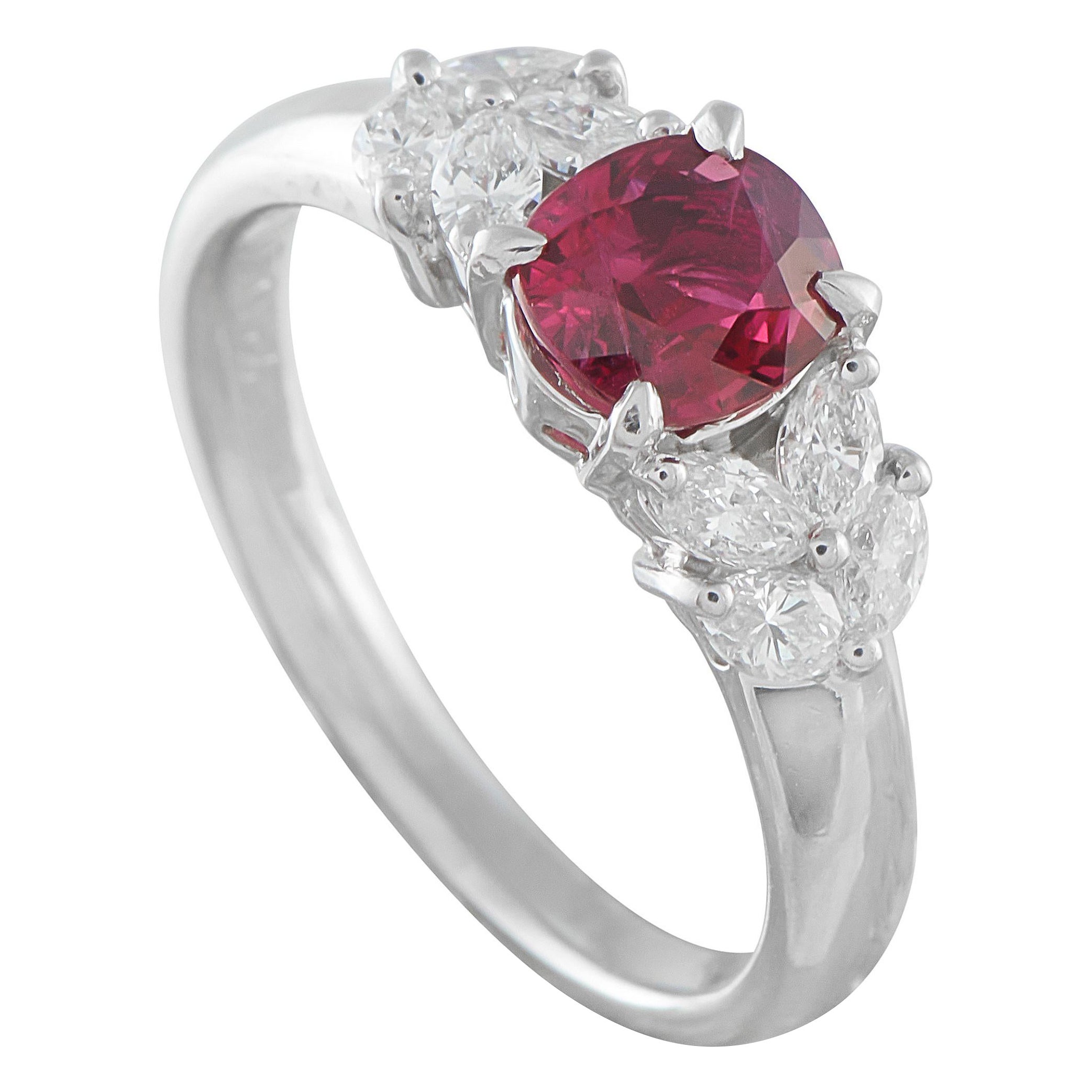 Platinum 0.50ct Diamond and Ruby Ring #5317