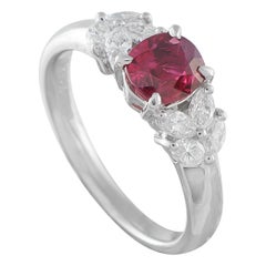 Platinum 0.50ct Diamond and Ruby Ring #5317