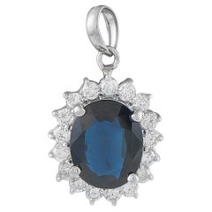 Platinum 0.50ct Diamond and Sapphire Pendant MF23-121625