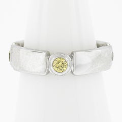 Platinum 0.50ct GIA Graded Fancy Yellow Diamond Stackable Squared Band Ring
