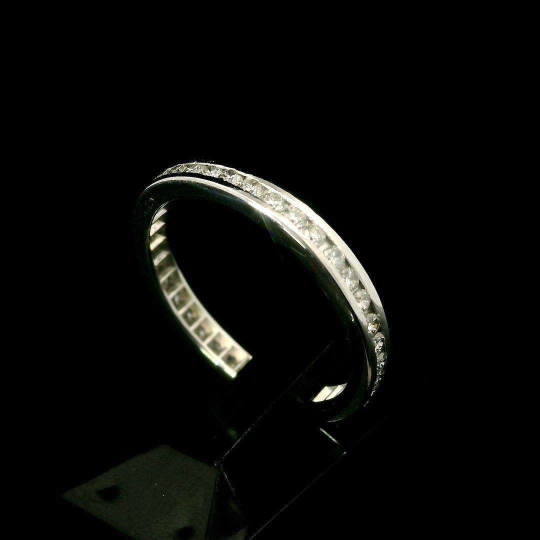 Round Cut Platinum 0.50ctw Fiery Channel Diamond Stackable Eternity Band Ring