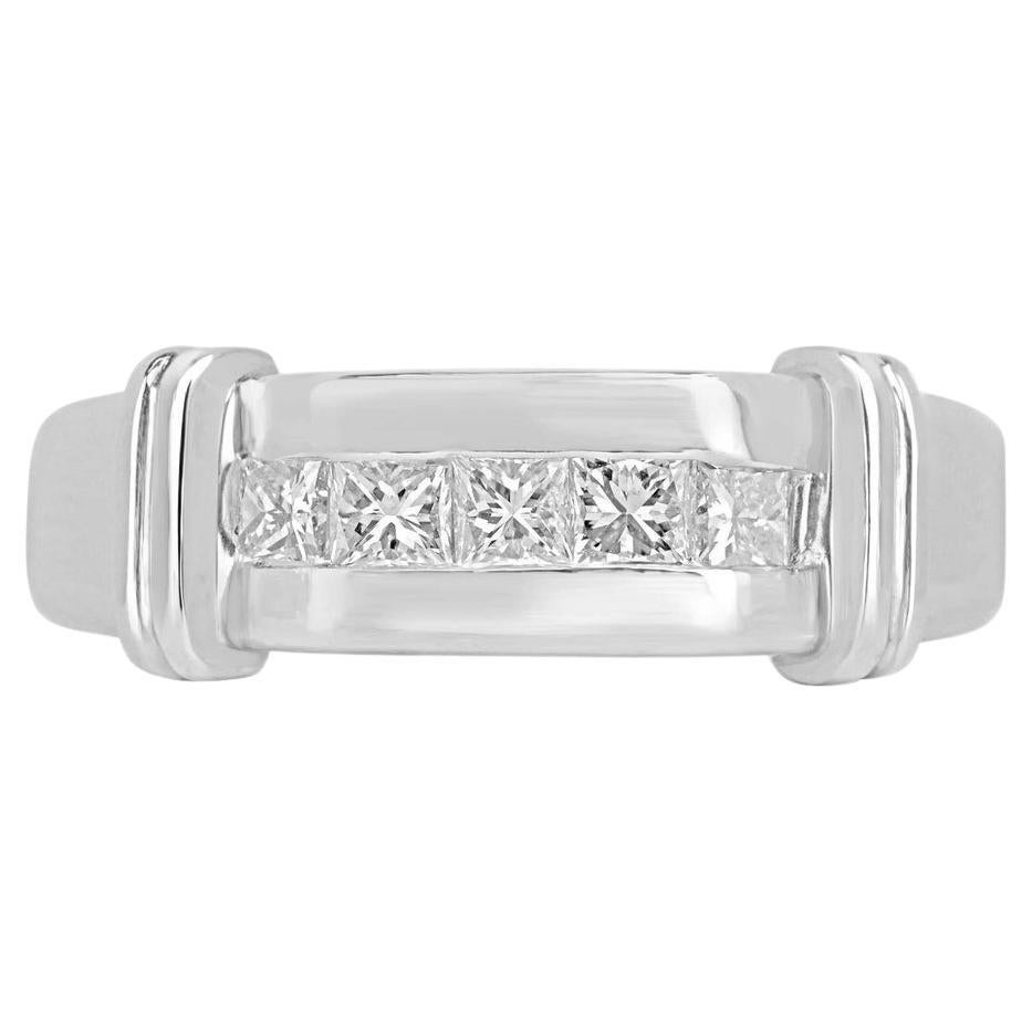 Platino 0.50tcw Corte Princesa G Color Diamante Anillo Hombre, Channel Set