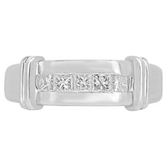 Platinum 0.50tcw Princess Cut G Color Diamond Men's Band, Channel Set