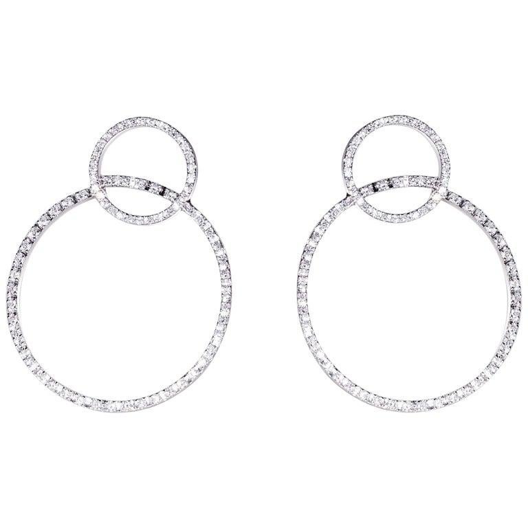 Brilliant Cut Platinum 0.51 Karat G Color VS1 White Diamonds Modern Design Earrings For Sale