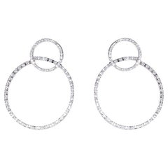 Used Platinum 0.51 Karat G Color VS1 White Diamonds Modern Design Earrings