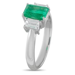 Platinum 0.51ct Diamond and Emerald Three-Stone Ring MF17-110525