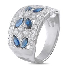 Platinum 0.51ct Diamond and Sapphire Wide Ring MF07-110525