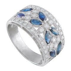 Platinum 0.51ct Diamond and Sapphire Wide Ring MF07-110525