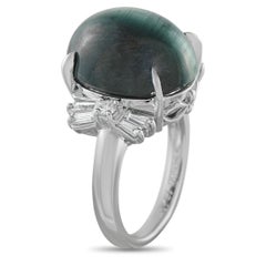 Platinum 0.52ct Diamond and Cats Eye Ring MF32-110425
