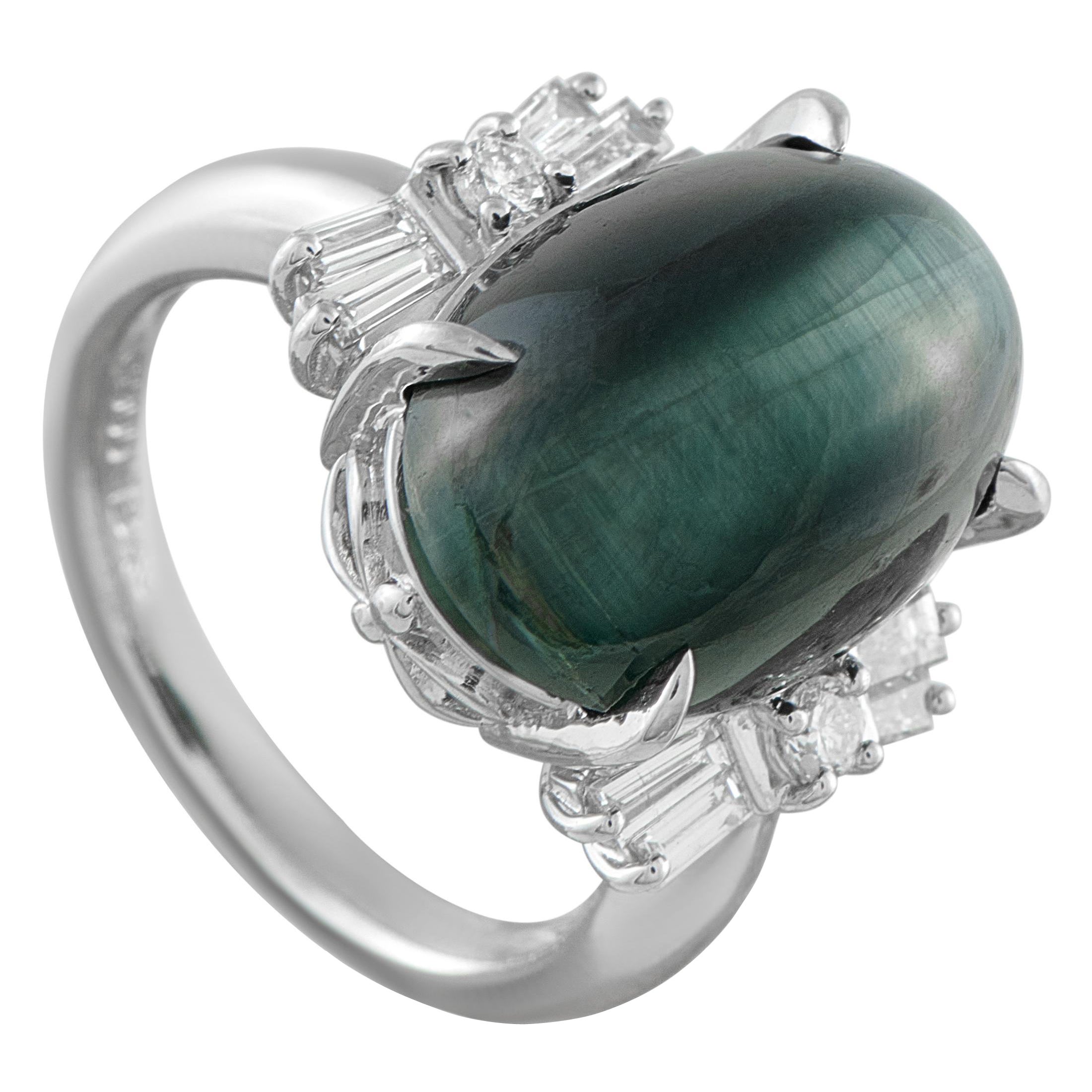 Platinum 0.52ct Diamond and Cats Eye Ring MF32-110425