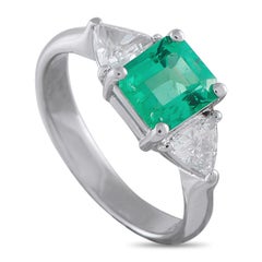 Platinum 0.52ct Diamond and Emerald Ring  #5345