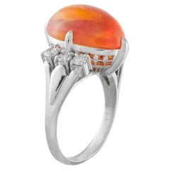 Anillo de platino con diamante y ópalo de 0,52 ct MF26-052126