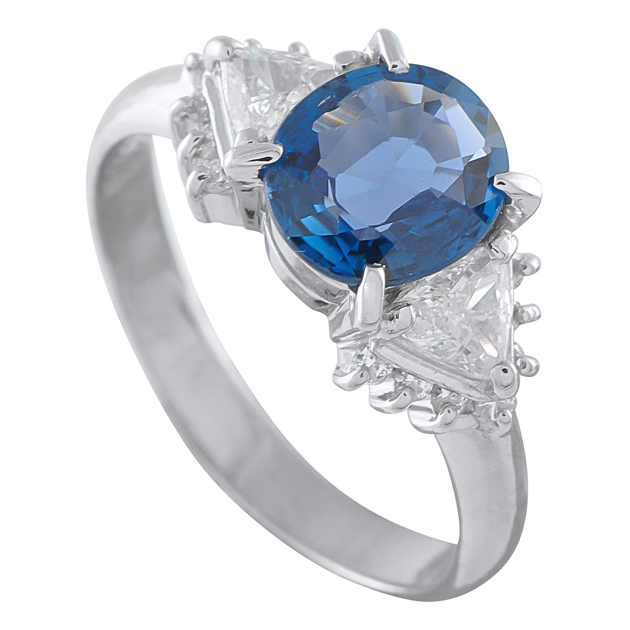 Platinum 0.53ct Diamond and Sapphire Ring MF04-110525