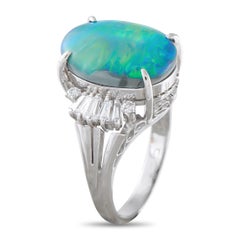 Platinum 0.54ct Diamond and Black Opal Ring  MF22-031726