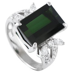 Platinum 0.54ct Diamond and Tourmaline Ring Platinum 0.54ct Diamond and Tourmaline Ring