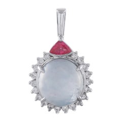 Pendentif en platine avec 0,54ct de diamant, saphir et rubis MF09-121625