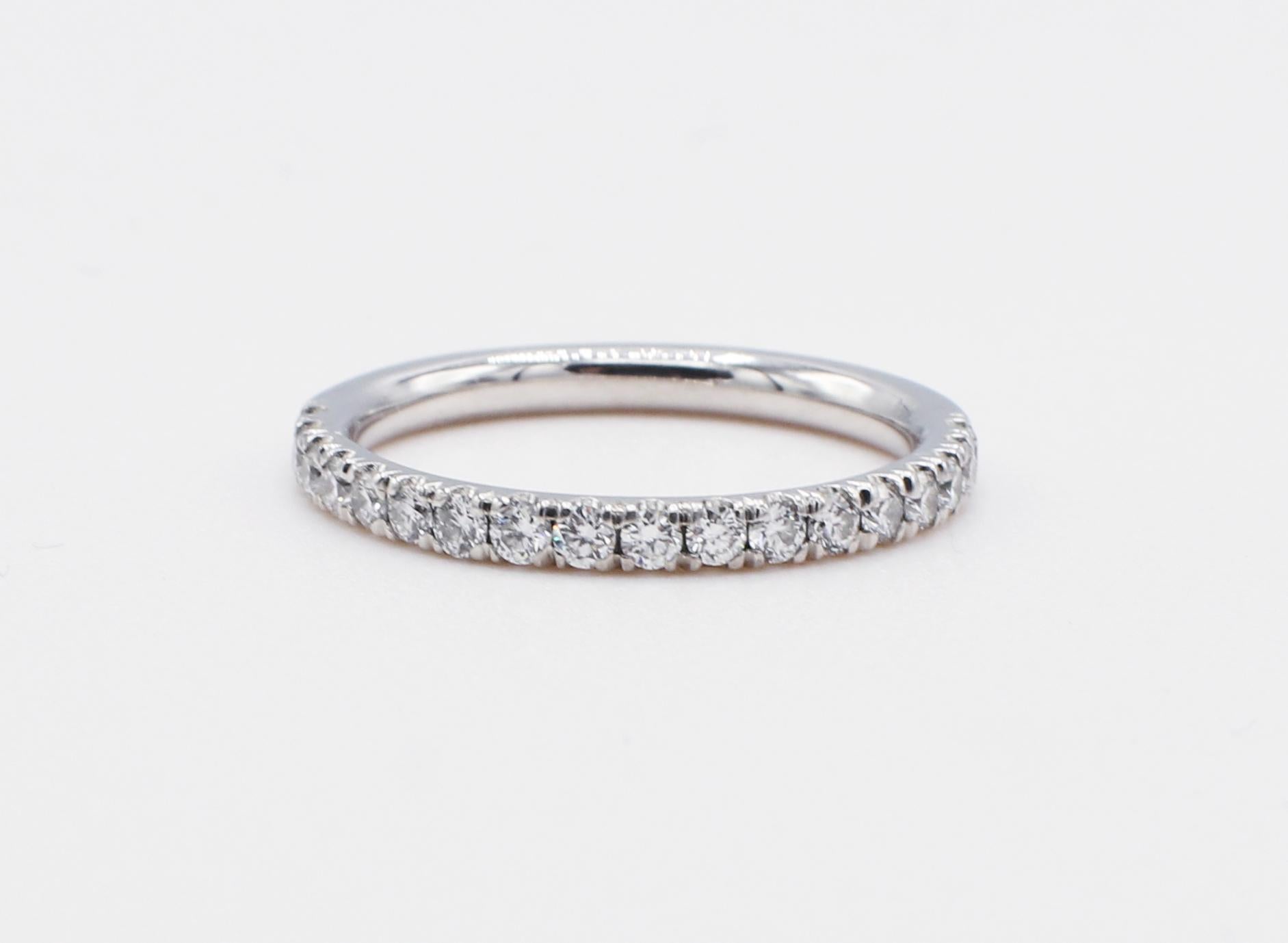 Platinum 0.55 Carat Diamond Half Wedding Band Ring Size 6.5 
Metal: Platinum
Weight: 3.72 grams
Diamonds: Approx. .55 CTW G VS round diamonds
Size: 6.5 (US)
Band is 2mm wide 
