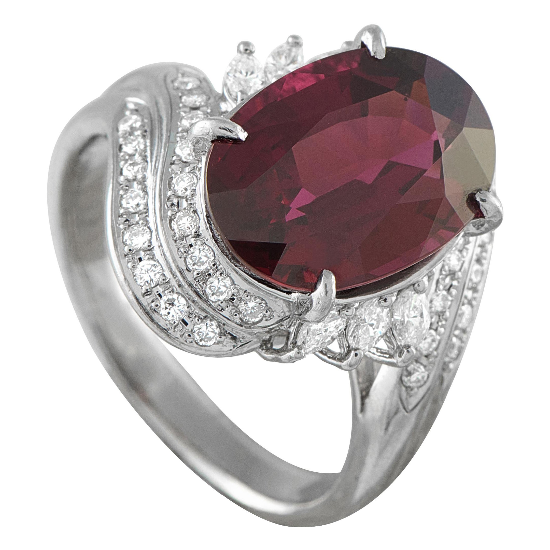 Platin 0,55ct Diamant und Granat Ring MF03-110625