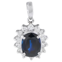 Pendentif en platine avec diamant et saphir de 0,55ct MF06-101625