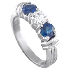Platinum 0.55ct Diamond and Sapphire Ring MF05-022426