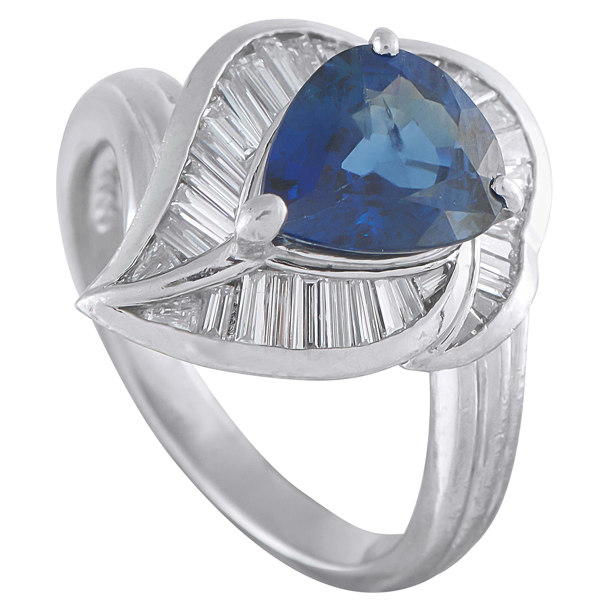 Platinum 0.55ct Diamond and Sapphire Ring MF19-101625